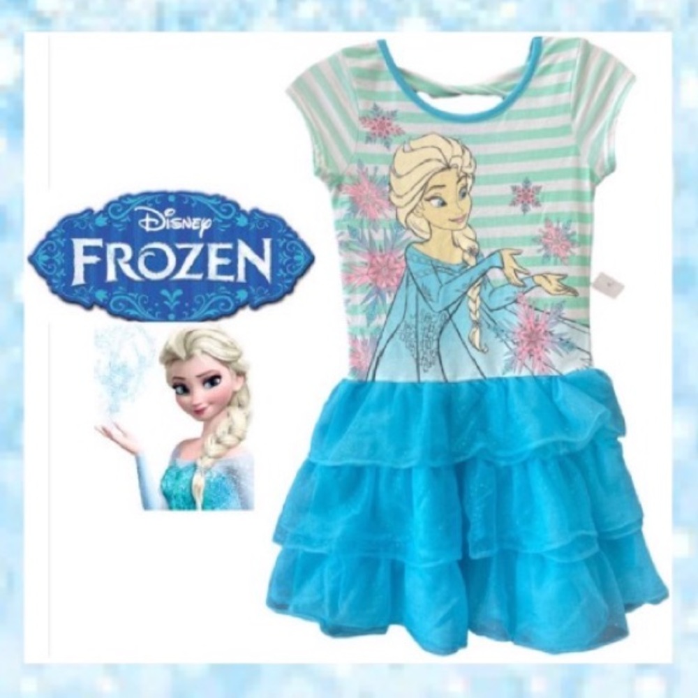 Disney Frozen Elsa Glitter Ruffle Tutu Dress Disney Princess